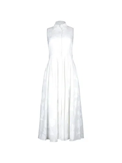 Michael Kors Collection Sleeveless Cotton Jacquard Shirtdress In White