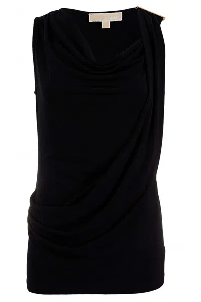 Michael Kors Sleeveless Mini Wrapped Dress In Black