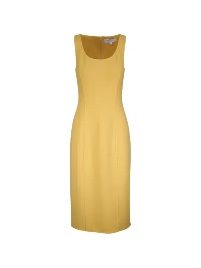 Michael Kors Sleeveless Scoop-neck Midi Dress In Yellow