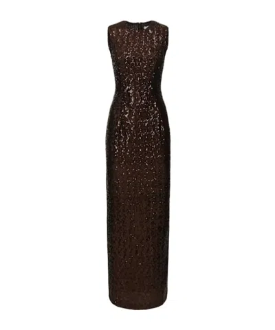 Michael Kors Sleeveless Stretch High Sequined Dress Dress In Brown