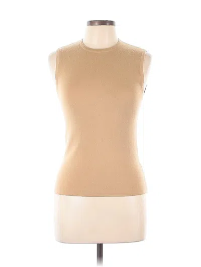 Pre-owned Michael Kors Sleeveless Top Tan High Neck Tops In Brown