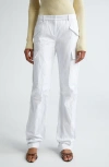 Michael Kors Crushed Cotton Gabardine Cargo Trousers In Optic White