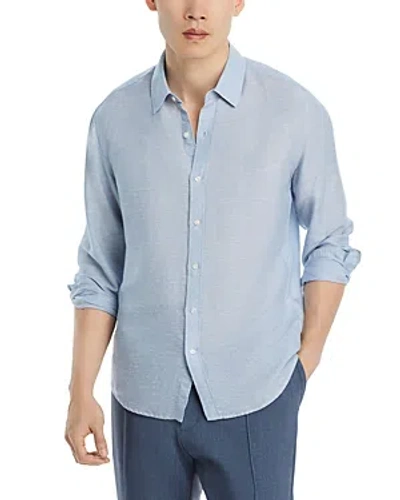 Michael Kors Slim Fit Long Sleeve Button Front Shirt In Chambray