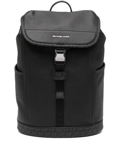 Michael Kors Slim Flap Backpack In Black