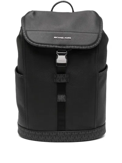 Michael Kors Slim Flap Backpack In Black