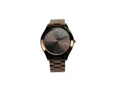 Michael Kors Slim Runway Brown Stainless Steel Watch Mk3418 In Multi