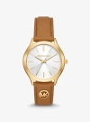 MICHAEL KORS SLIM RUNWAY GOLD-TONE AND LEATHER WATCH