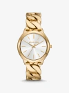 Michael Kors Slim Runway Gold-tone Curb-link Watch In Gold