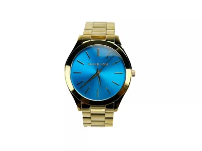 Michael Kors Slim Runway Stainless Steel Watch Blue Gold In Multi