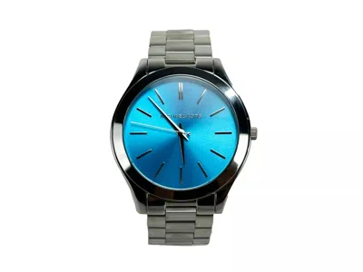 Michael Kors Slim Runway Stainless Steel Watch Blue Silver Mk3292 In Multi