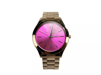 Michael Kors Slim Runway Stainless Steel Watch Mk3291 Pink Silver In Multi