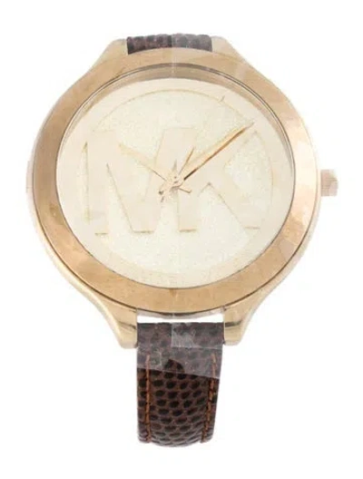 Pre-owned Michael Kors Slim Runway Watch, 42mm In Multicolor