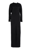 Michael Kors Slit-detailed Techno-satin Maxi Dress In Black