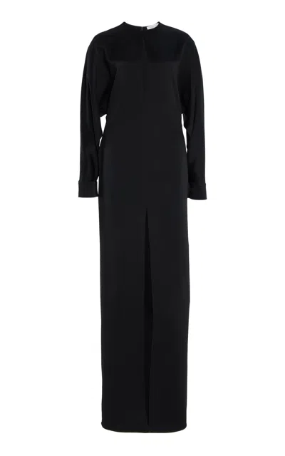 Michael Kors Slit-detailed Techno-satin Maxi Dress In Black