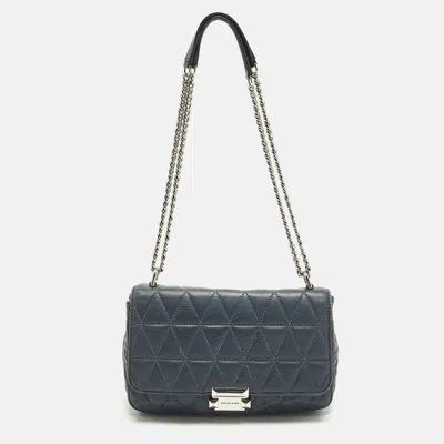 Pre-owned Michael Kors Sloan Chain Navy Blue Quilted Leather Shoulder Bag