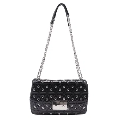 Pre-owned Michael Kors Sloan Chain Shoulder Bag In Black Leather