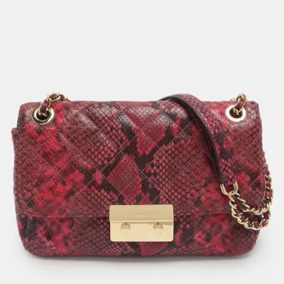 Pre-owned Michael Kors Sloan Pink Quilted Snake Print Leather Chain Shoulder Bag