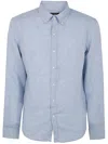 Michael Kors Slub-texture Curved Hem Shirt In Clear Blue