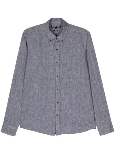 Michael Kors Slub-texture Linen Shirt In Grey