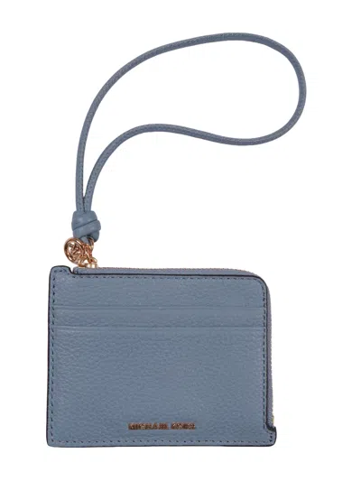 Michael Kors Sm Card Case Wristlet In Blue