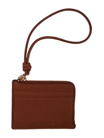 Michael Kors Sm Card Case Wristlet In Brown