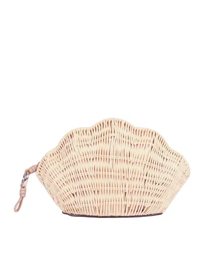 Michael Kors Sm Shell Clutch In Neutral