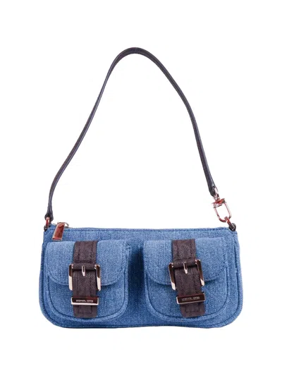 Michael Kors Small Buckle-detail Shoulder Bag In Blue