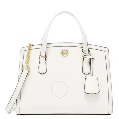 Michael Kors Small Chantal Leather Messenger Bag In White