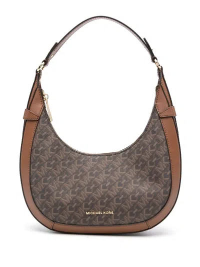 Michael Kors Small Crescent Tz Shoulder Bag In Brown