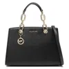 Michael Kors Small Cynthia Leather Satchel In Black