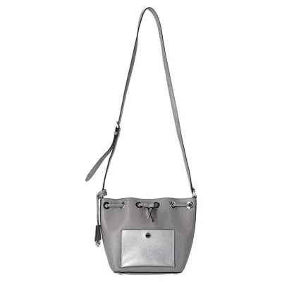 Michael Kors Small Greenwich Bucket Bag In Grey Saffiano Leather