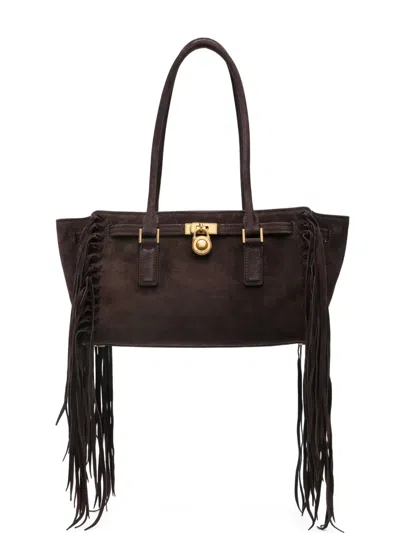 Michael Kors Small Hamilton Fringe Shoulder Bag In Brown