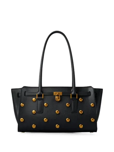 Michael Kors Small Hamilton Leather Satchel Bag In Black