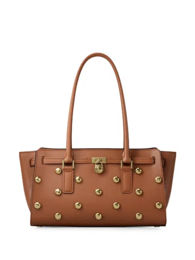 Michael Kors Small Hamilton Leather Satchel Bag In Braun