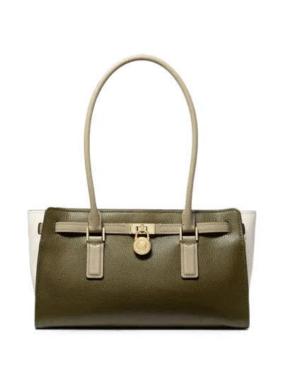 Michael Kors Small Hamilton Moderne Padlock-detail Tote Bag In Green