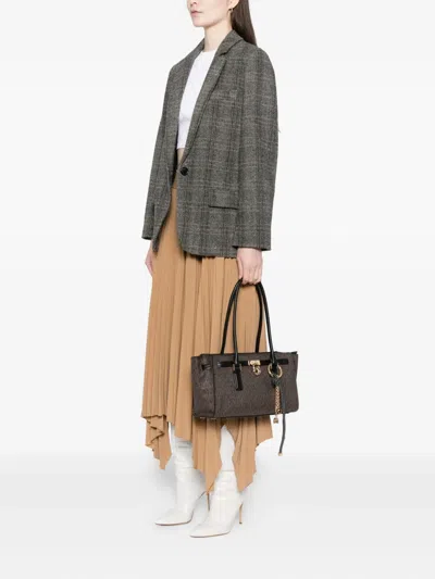 Michael Kors Hamilton Moderne Small Signature Logo Satchel In Brown