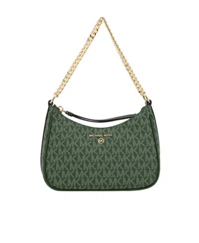 Michael Kors Small Jet Set Leather Bag In Green