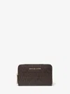 Michael Kors Small Logo And Leather Wallet In Brown
