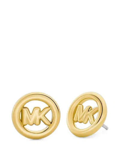 Michael Kors Small Logo-charm Stud Earrings In Burgundy