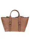 Michael Kors Moore Textured Tote Bag With Buckle Accents In Luggage