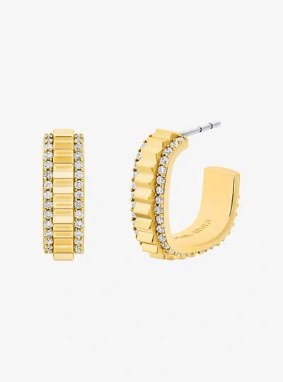 Michael Kors Small Pavé Gold-tone Brass Hoop Earrings