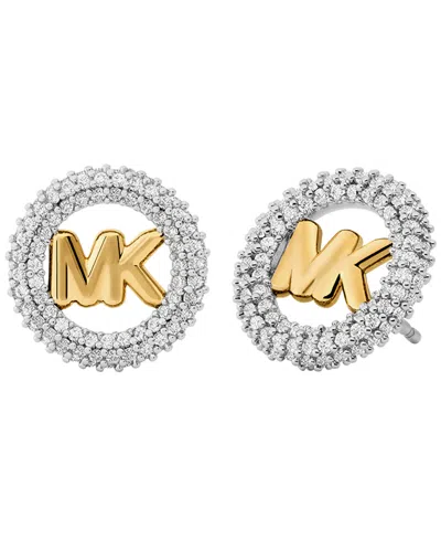 Michael Kors Small Pave Logo Stud Earrings In Gold