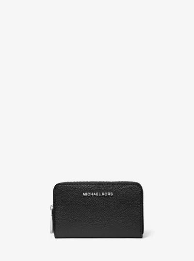 Michael Kors Small Pebbled Leather Wallet In Black