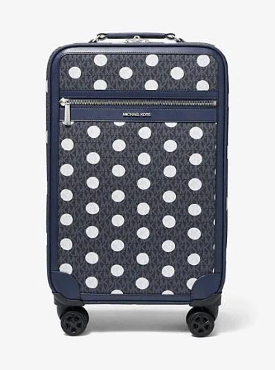 Michael Kors Small Polka Dot Signature Logo Suitcase In Blue