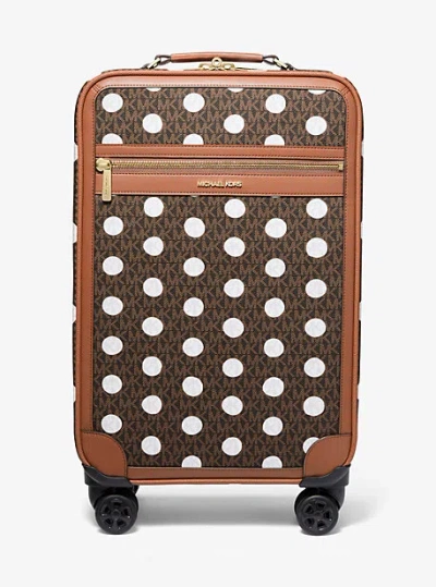 Michael Kors Small Polka Dot Signature Logo Suitcase In Brown