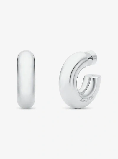 Michael Kors Small Precious Metal-plated Brass Hoop Earrings In Silver