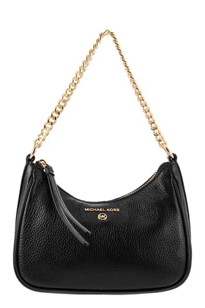 Michael Kors Small Shoulder Bag In Grained Leather In Noir