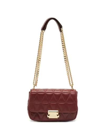 Pre-owned Michael Kors Small Sloan Quilted Leather Shoulder Bag In Red