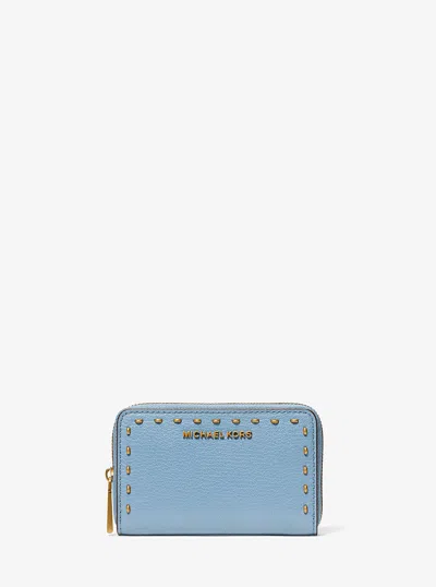 Michael Kors Small Studded Leather Wallet In Blue