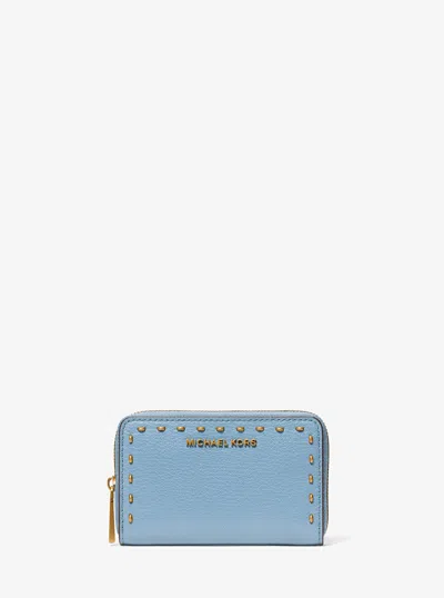Michael Kors Small Studded Leather Wallet In Blue